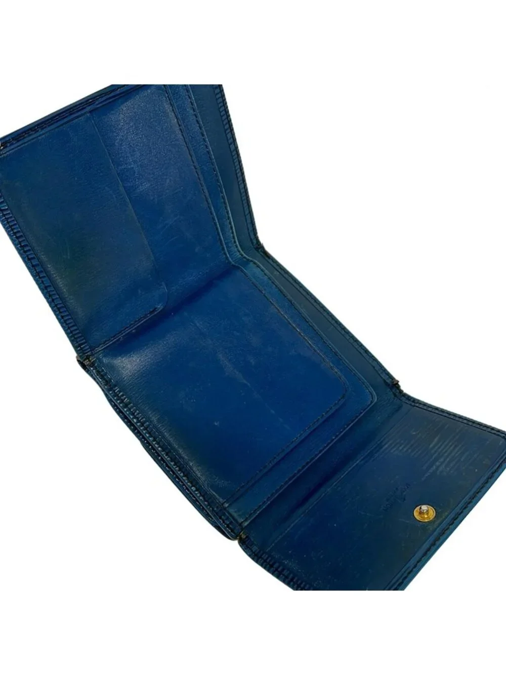 Louis Vuitton Hook Wallet Epi Porto Monet Billets Cult Cles Toledo Blue Leather